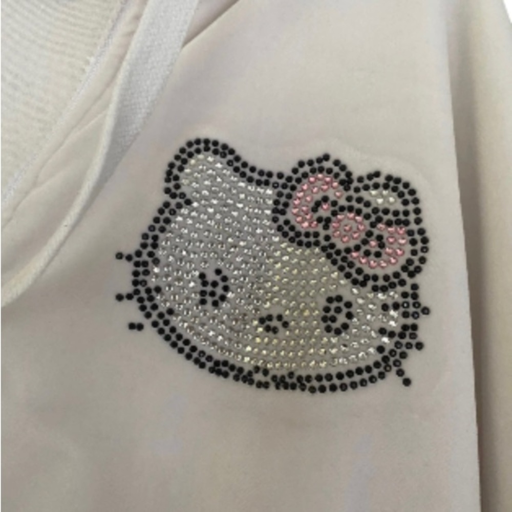 RARE Hello Kitty & Friend X Forever21 Velvet Zip Up Hoodie Jacket Cropped SIZE M
